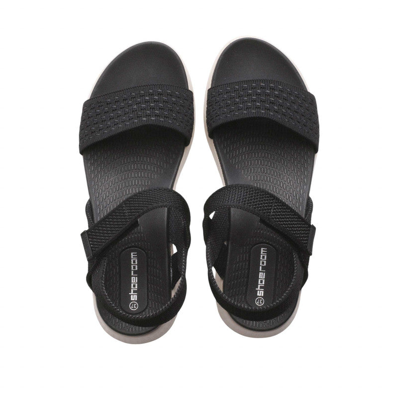 Pu Leather Woven Strap Platform Sandals – Black (SR-3448)