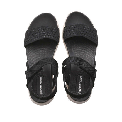 Pu Leather Woven Strap Platform Sandals – Black (SR-3448)