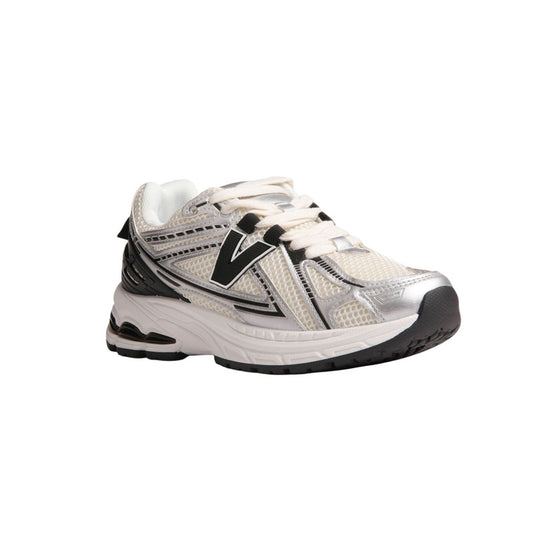 Mesh Contrast Panel Sneakers – Beige