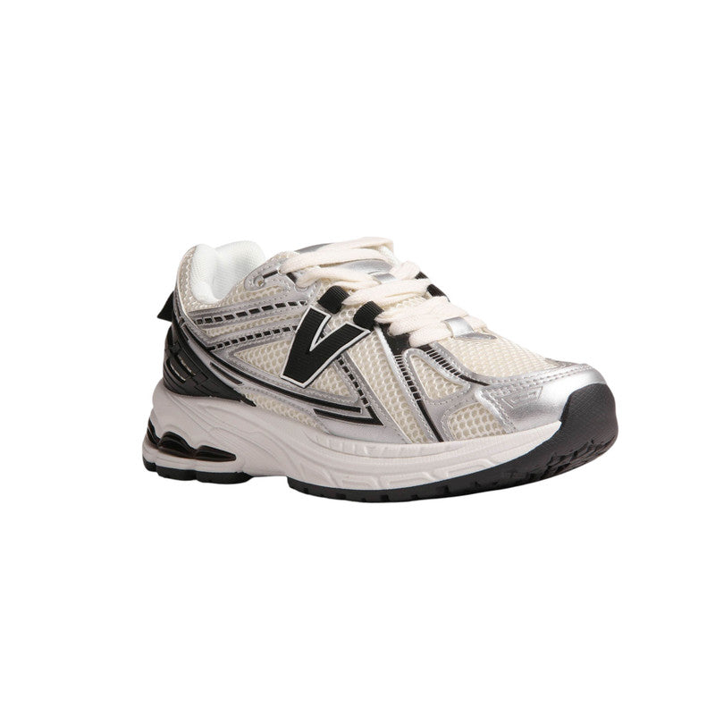 Mesh Contrast Panel Sneakers – Beige