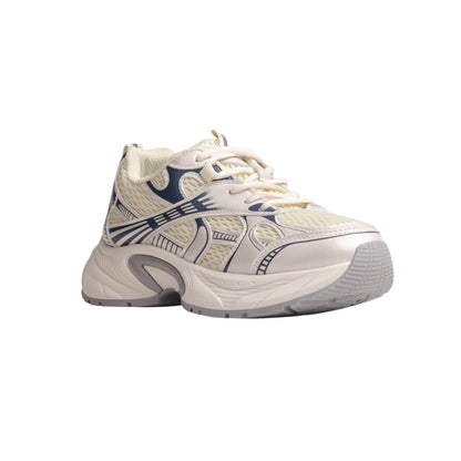 PU Leather Mesh Sneakers - Beige