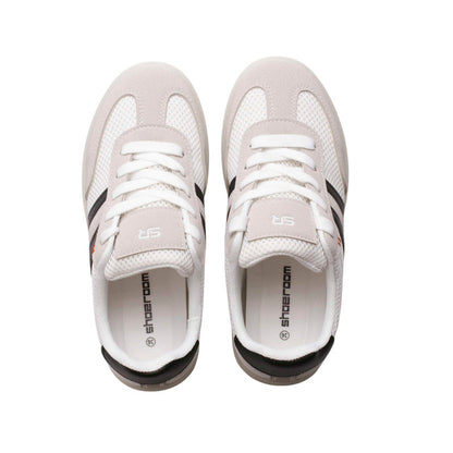 PU Leather Mesh Platform Sneakers - White