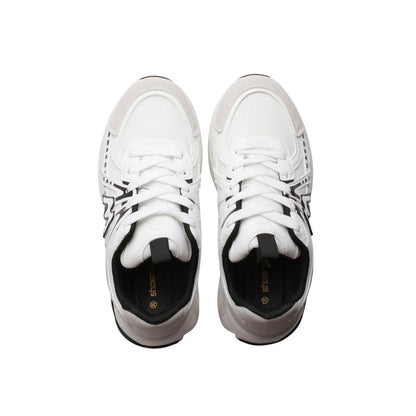 PU Leather Mesh Running Sneakers - White