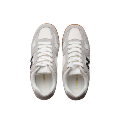 PU Leather Suede Sneakers - White & Grey