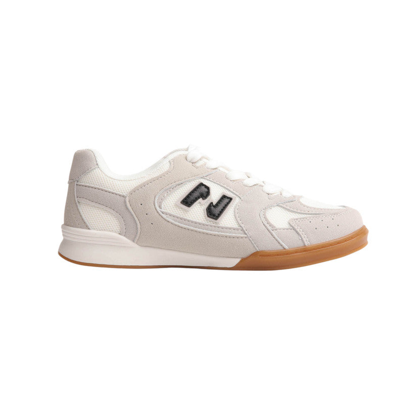 PU Leather Suede Sneakers - White & Grey