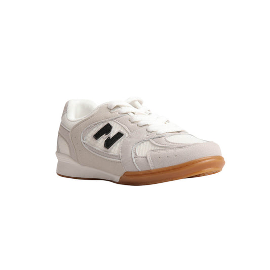 PU Leather Suede Sneakers - White & Grey