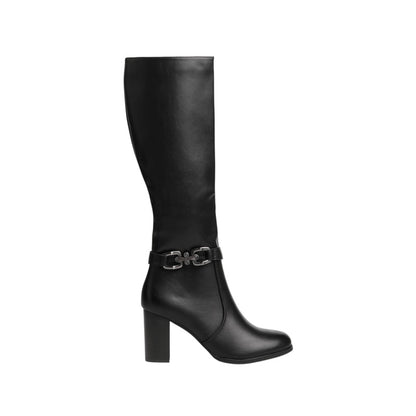 Pu Leather Solid Knee-High Boots – Black (SR-3464)