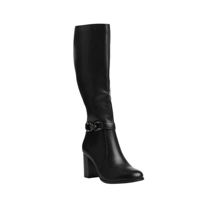 Pu Leather Solid Knee-High Boots – Black (SR-3464)