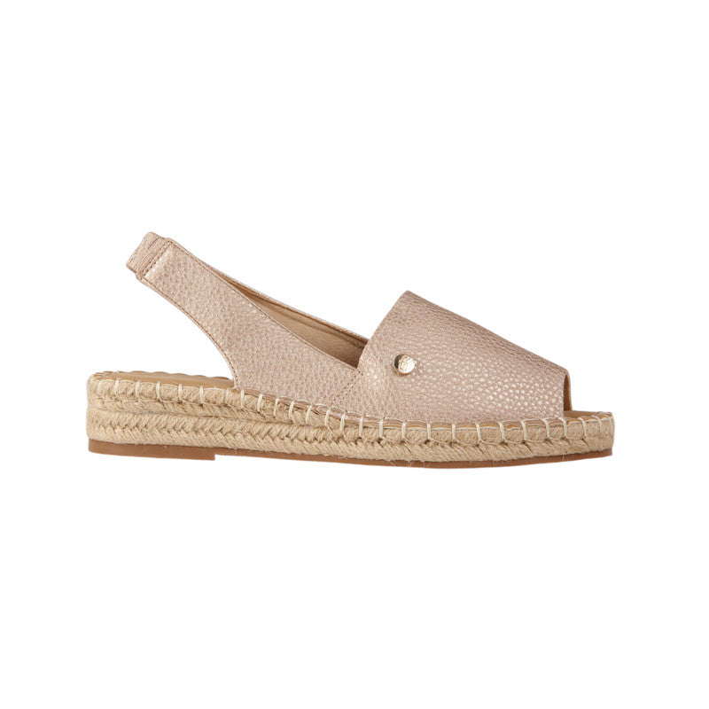PU Leather Textured Espadrille Sandals - Champagne