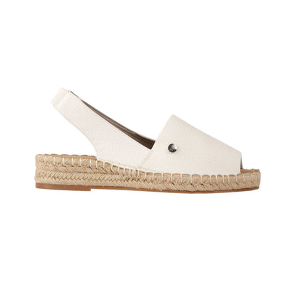 PU Leather Textured Espadrille Sandals - White