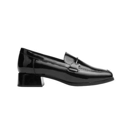 Patent PU Leather Solid Décolleté Loafers – Black