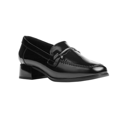 Patent PU Leather Solid Décolleté Loafers – Black