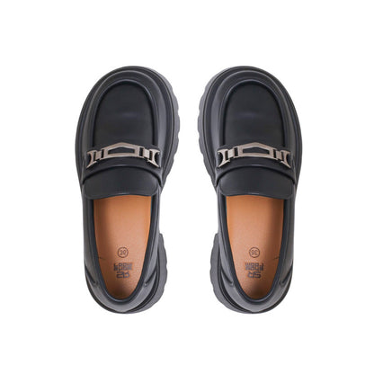 PU Leather Chunky Loafers - Black