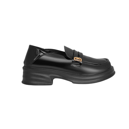 Faux Leather Patent Classic Loafers - Black