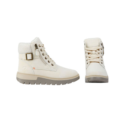 Pu Leather Lace-Up Combat Half Boots – Beige (SR-3495)