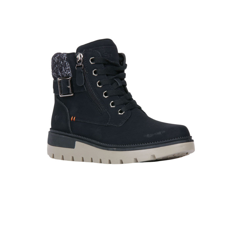 Pu Leather Lace-Up Combat Half Boots – Black (SR-3495)