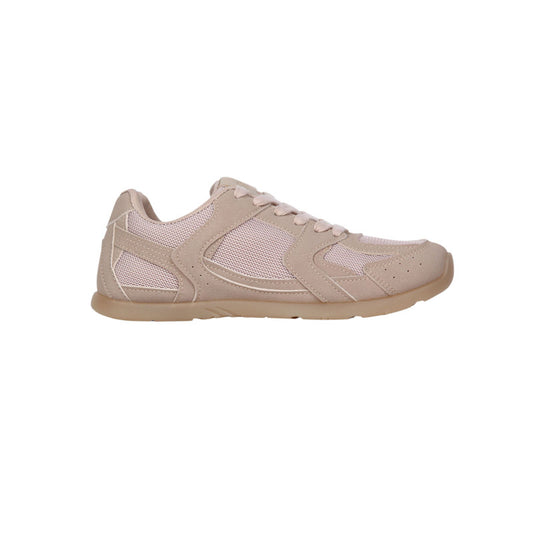 Mesh & Suede Panel Sneakers – Beige