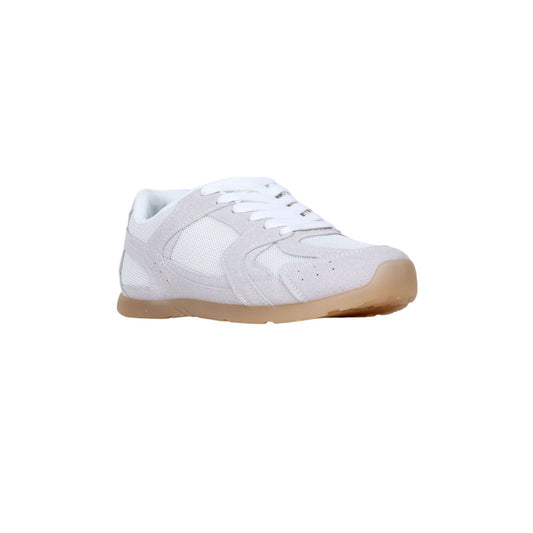 Mesh & Suede Panel Sneakers – White & Grey