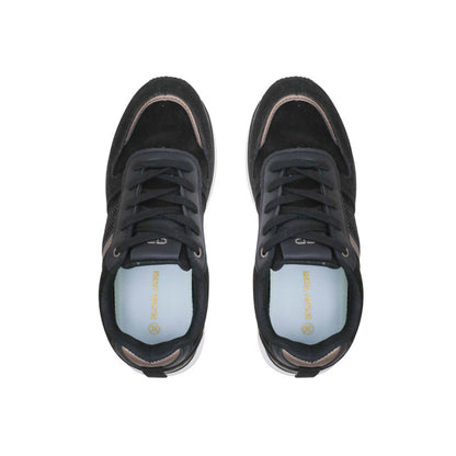 PU Leather Panel Sneakers - Black