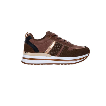 Pu Leather & Suede Panel Sneakers – Brown (SR-3501)