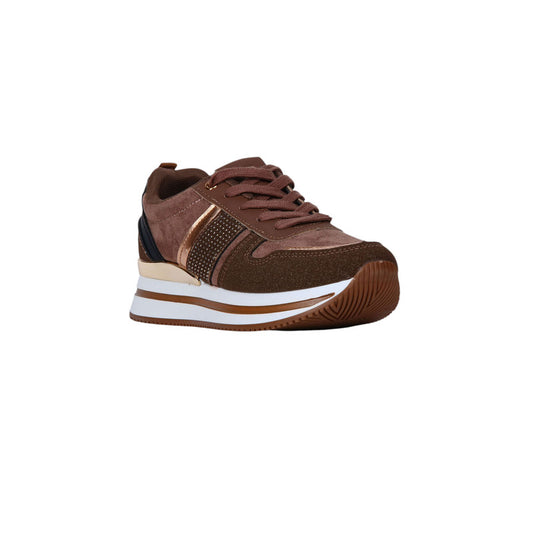 Pu Leather & Suede Panel Sneakers – Brown (SR-3501)