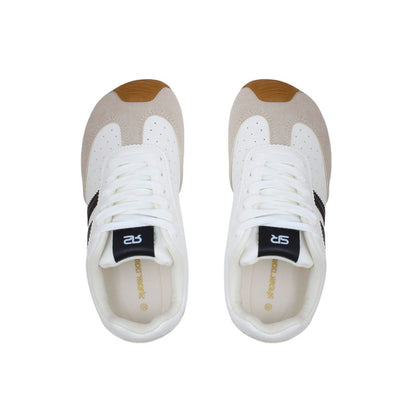 PU Leather Stripe Sneakers - White