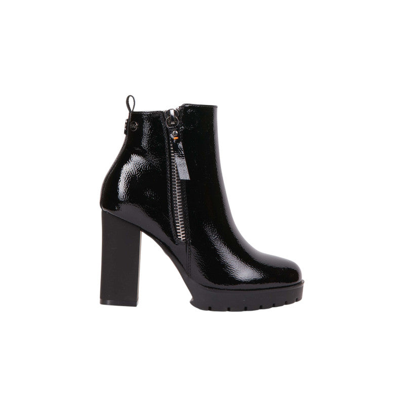 Pu Leather Patent Half Boots – Black (SR-3523)