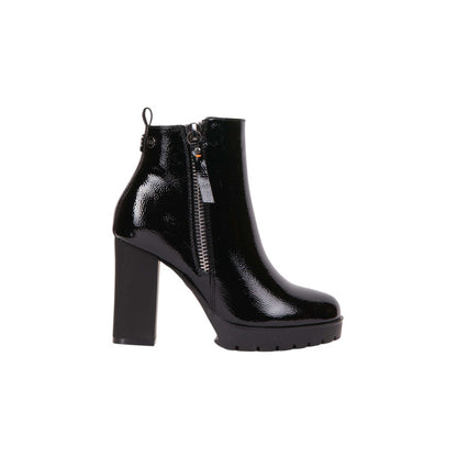 Pu Leather Patent Half Boots – Black (SR-3523)