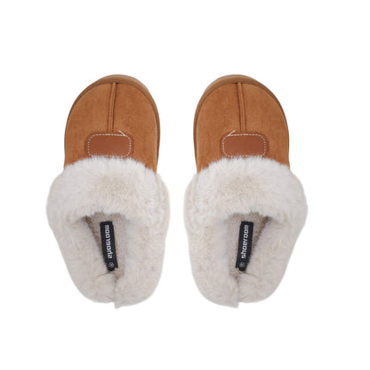 Faux Suede Fur-Lined Ugg Slippers – Camel Brown (SR-3527)