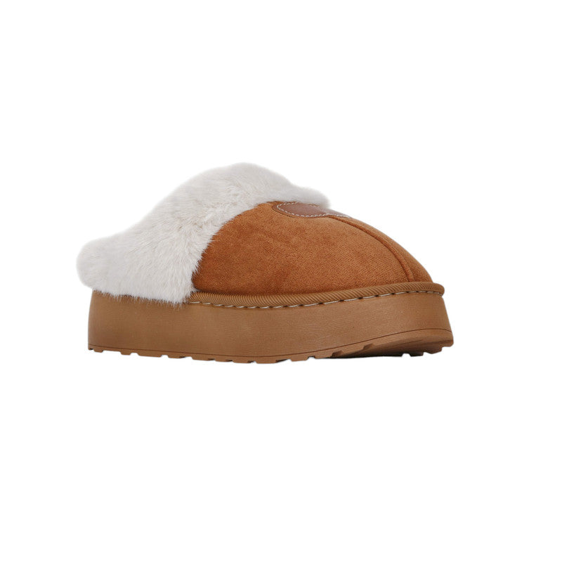 Faux Suede Fur-Lined Ugg Slippers – Camel Brown (SR-3527)