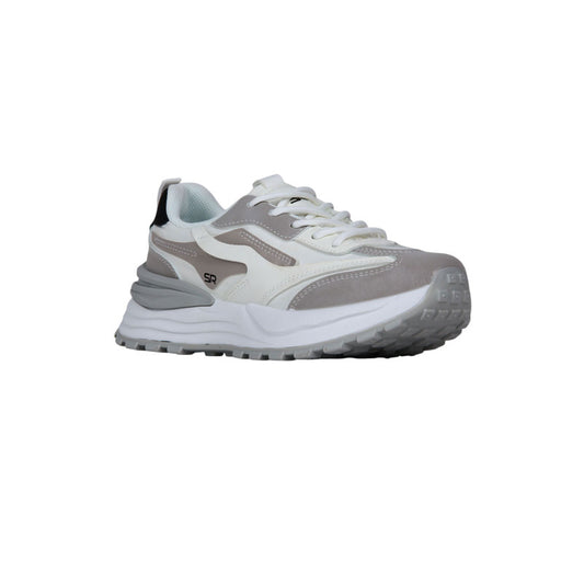 PU Leather & Mesh Colorblock Sneakers – Grey