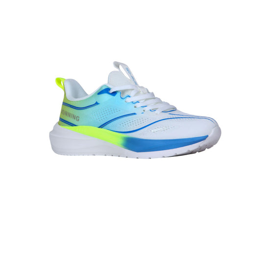 PU Leather Gradient Running Sneakers - Green