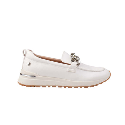 Pu Leather Chain Detail Loafers – White (SR-3544)