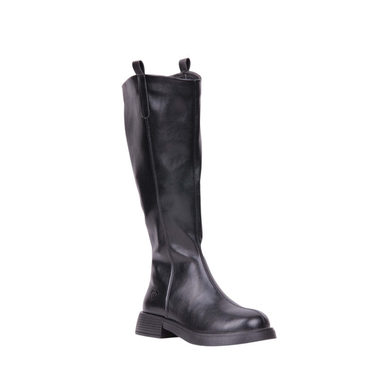 Pu Leather Knee-High Boots – Black (SR-3556)