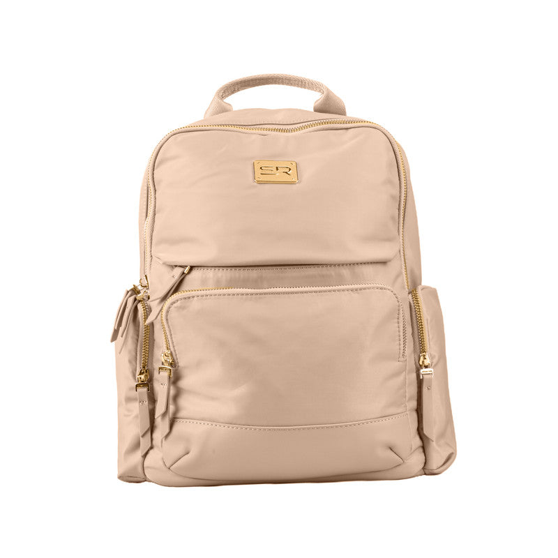 PU Leather Multi-Pocket Backpack - Beige