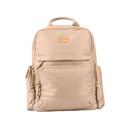 PU Leather Multi-Pocket Backpack - Beige