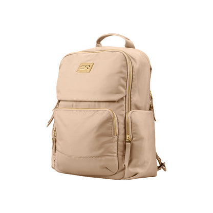 PU Leather Multi-Pocket Backpack - Beige
