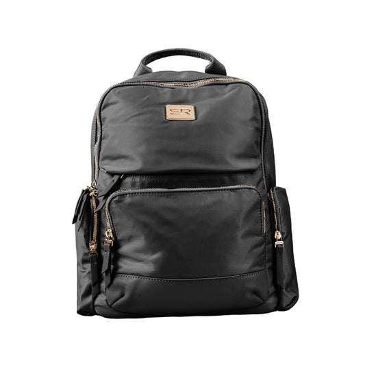 PU Leather Multi-Pocket Backpack - Black