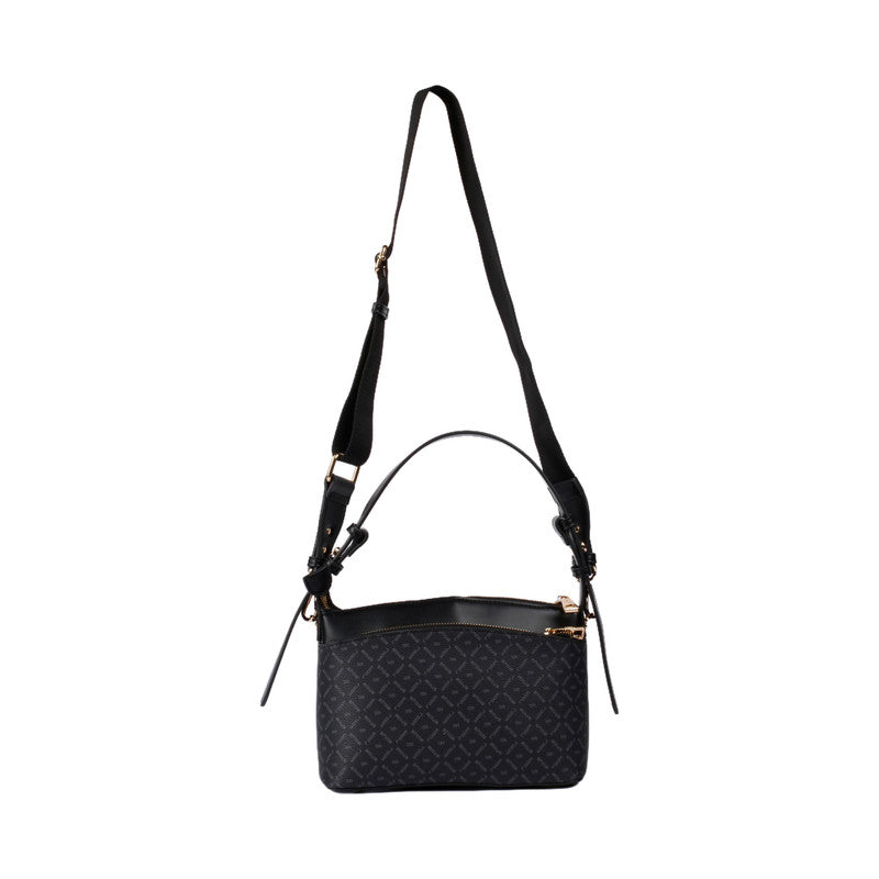 Pu Leather Geometric Pattern Shoulder Bag – Black (SR-B1626)