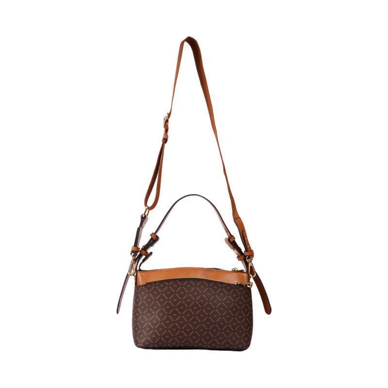 Pu Leather Geometric Pattern Shoulder Bag – Brown (SR-B1626)