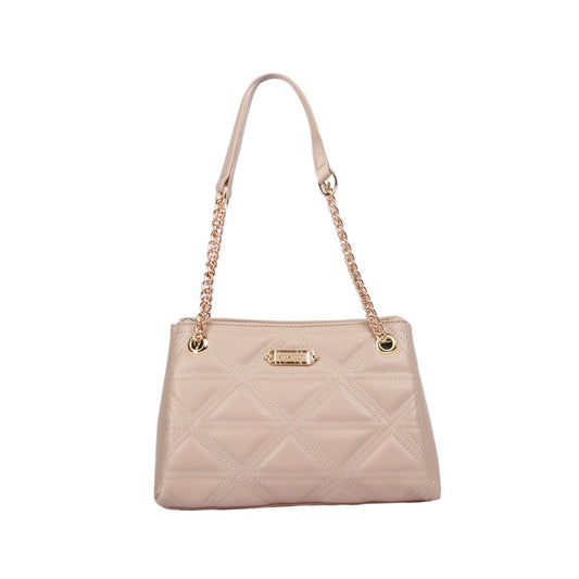 PU Leather Quilted Shoulder Bag – Beige