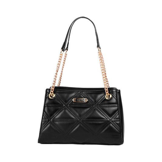 PU Leather Quilted Shoulder Bag – Black