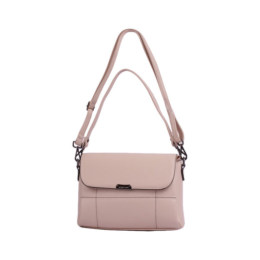 PU Leather Solid Shoulder Bag – Beige