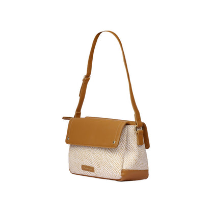 Pu Leather Woven Pattern Crossbody Bag – Camel (SR-B1880)