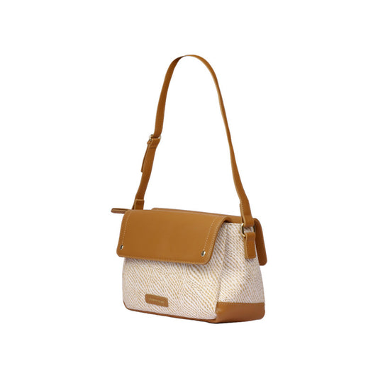 Pu Leather Woven Pattern Crossbody Bag – Camel (SR-B1880)