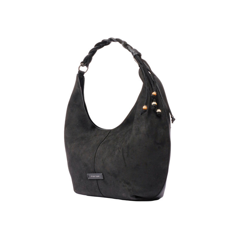 Pu Leather Solid Hobo Bag – Black (SR-B1898)