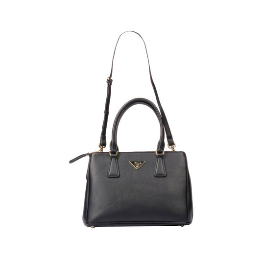 Pu Leather Structured Shoulder Bag - Black