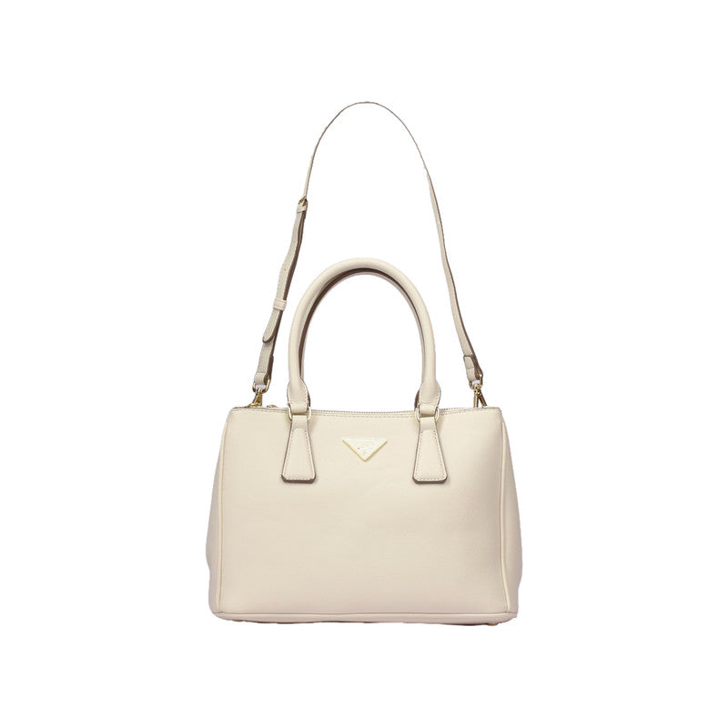 Pu Leather Structured Shoulder Bag - Off White