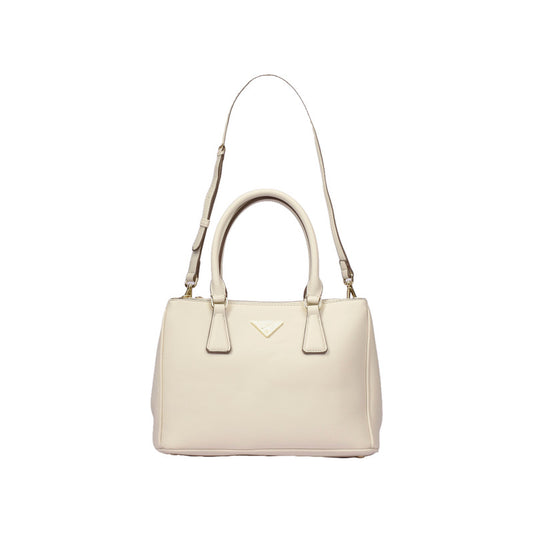 Pu Leather Structured Shoulder Bag - Off White