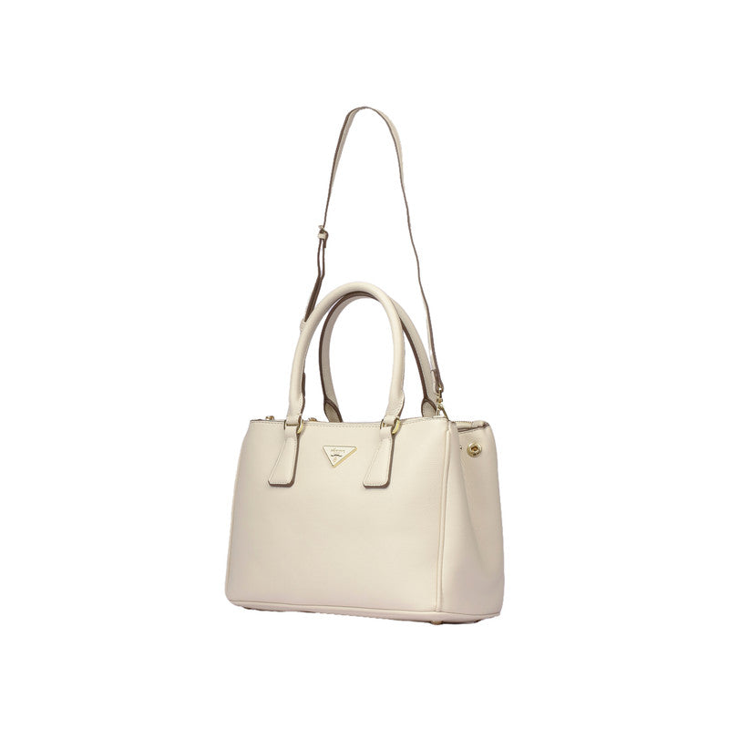 Pu Leather Structured Shoulder Bag - Off White